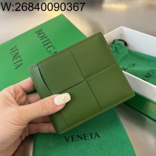 징 보테가베네타 인트레치아토 단색 반지갑 그린 649603 11.5*9.5cm