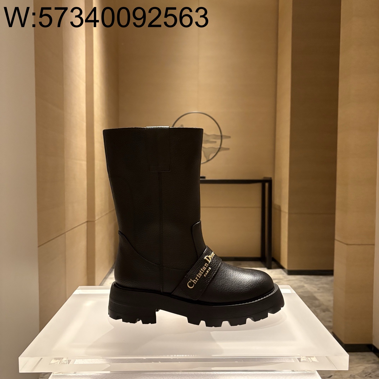 [QR 5009] 디올 D-퀘스트 부츠 그레인드 카프스킨 블랙
