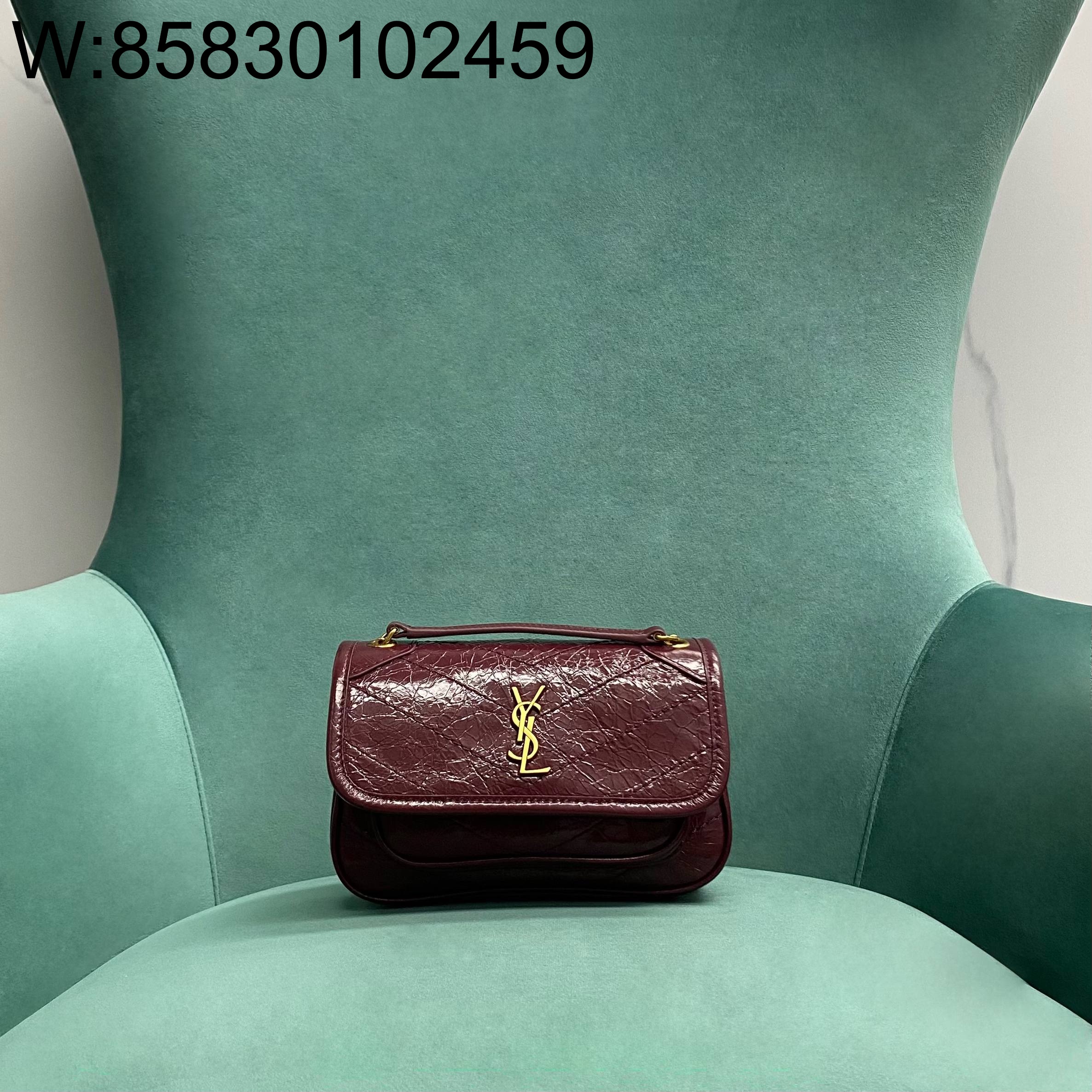 Pomegrante 생로랑 빈티지 가죽 소재 NIKI BABY 633160 22*17*12cm 와인 금장