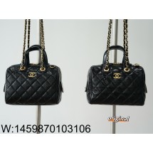 [LP공장] 샤넬맥시 볼링백 페이턴트 크럼플드 카프스킨 골드 메탈 블랙 17*21*13cm 스몰