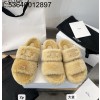 [DXJ] 셀린느 셔링 퍼 트리옹프 오픈 슬라이드 슬리퍼 베이지 브라운 4cm