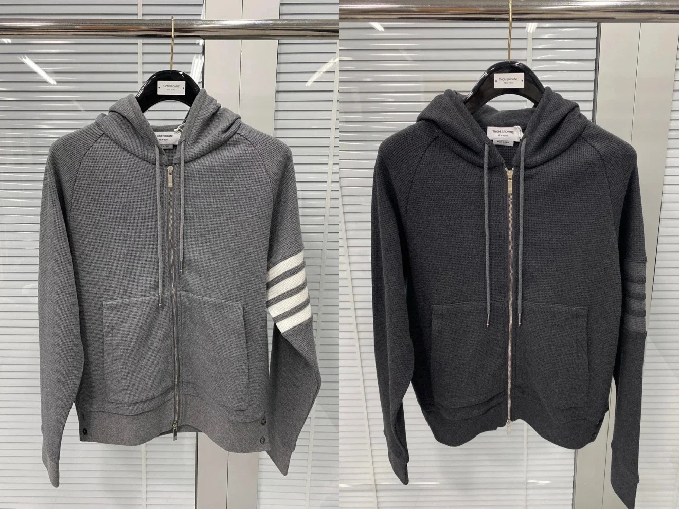 [사탄셀러] Thom Browne 톰브라운 사선 스트라이프 와플 지퍼 맨투맨 600g 중량감 있는 원단