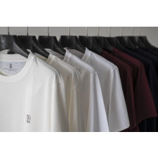 [콜라셀러] Brunello Cucinelli 브루넬로 쿠치넬리 실크광택 하이카운트 코튼 로고 반팔 티셔츠
