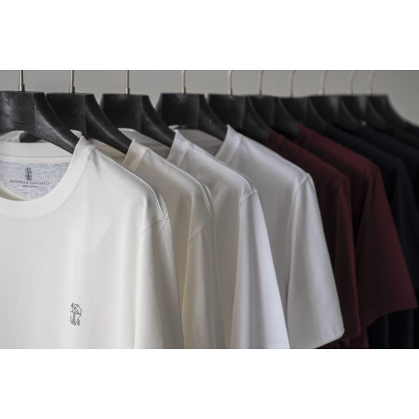 [콜라셀러] Brunello Cucinelli 브루넬로 쿠치넬리 실크광택 하이카운트 코튼 로고 반팔 티셔츠