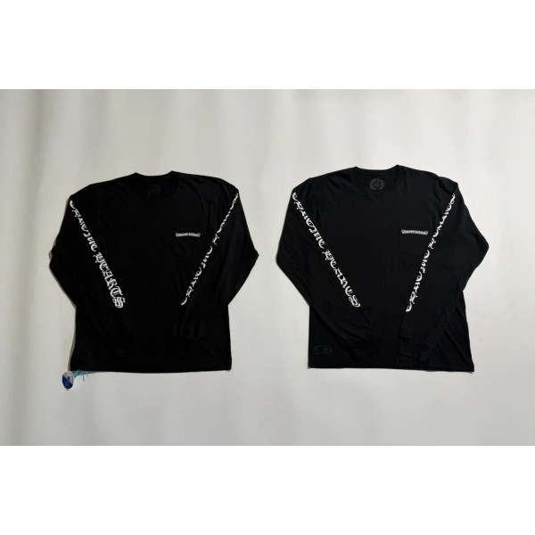 [꼬부기셀러] Chrome Hearts 크롬하츠 블랙 롱슬리브 롤스크롤 프린트 긴팔 티셔츠