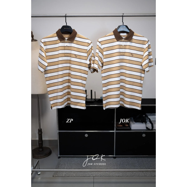 [조커셀러] Prada 프라다 25FW 옐로우 화이트 스트라이프 반팔 폴로셔츠