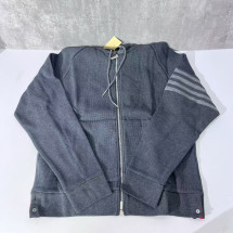(출고사진첨부+)TJ공장 톰브라운 와플 그레이 사선 후드집업 다크 그레이 Thombrowne