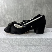 (출고사진첨부+) [QR 5009] 디올 Lovely-D 러블리 디 레리제인 새틴 펌프스 블랙